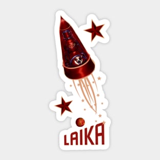 Laika super Hero Space Rocket Dog Sticker